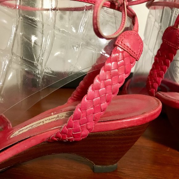 GLORIA VANDERBILT Pink Ankle Strap Sandals 80s 9M - Picture 6 of 11